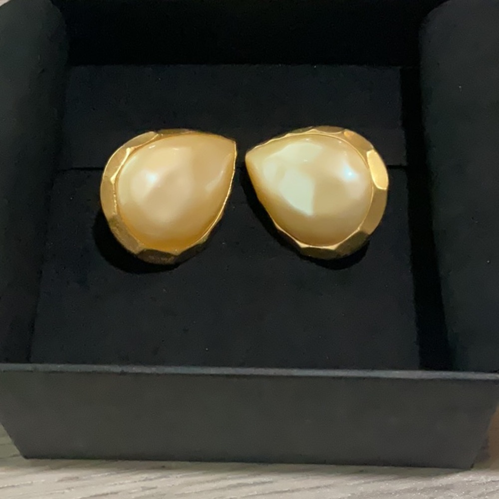 YSL Large Teardrop Clip on Earrings